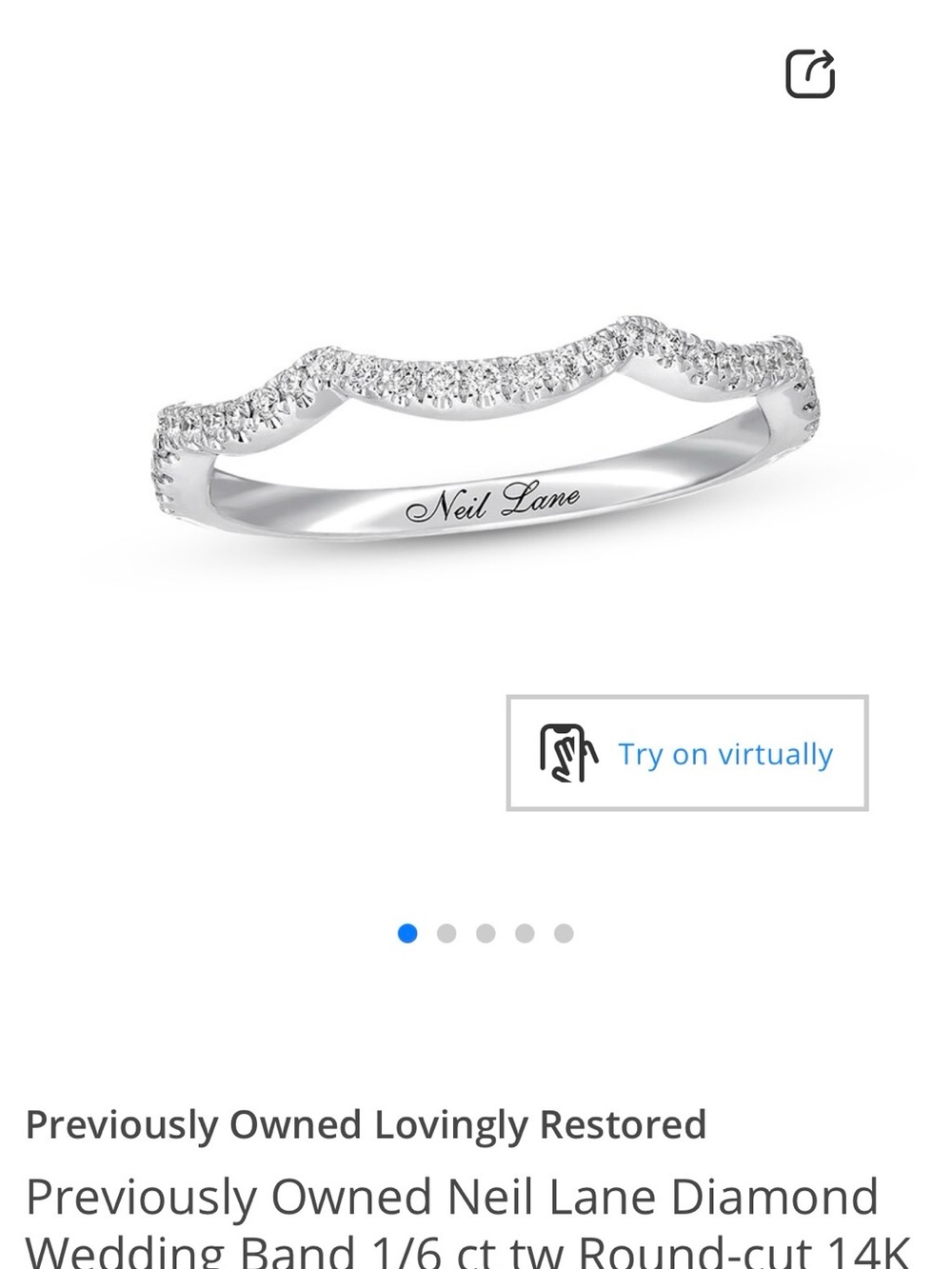 Neil Lane Diamond Wedding Band 1/6 ct 14K White Gold